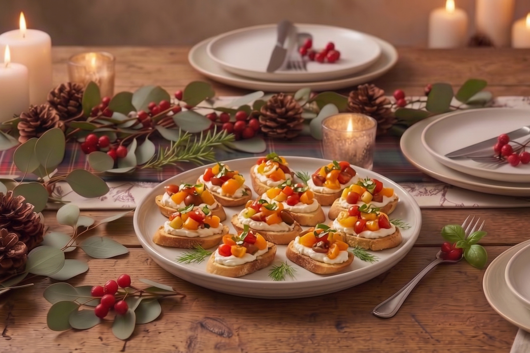 Fresh Tomato & Herbed Ricotta Bruschetta